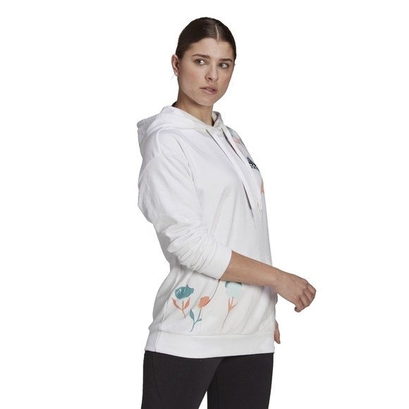 Adidas Women's Plus Size Floral Graphic Hoodie HB4572 White 3x NEW NWT - Picture 6 of 16